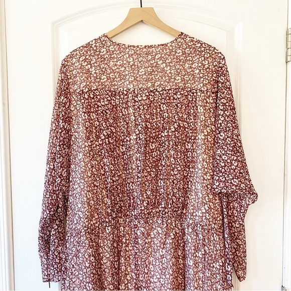 TED BAKER Vallyy Draped Cinched Waist Batwing Midi Dress Animal Print - Picture 8 of 13